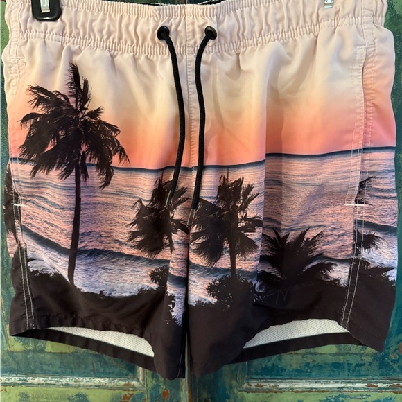 Hollister California Sunset Palm Tree Swim Shorts - Picture 1 of 5